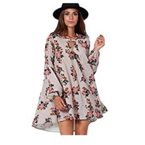 Bohemian Floral Hi-Low Shirt Dress